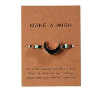 Braccialetti intrecciati a mano in resina, braccialetto regolabile in resina con luna crescente e pietra naturale, braccialetti dell'amicizia intrecciati a mano con corda elastica regolabile, Misura