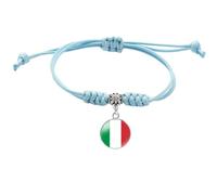Braccialetti Intrecciati Con Bandiera Dell'Italia - Fascino Novità Ciondolo Con Bandiera Nazionale Bracciale Intrecciato Regolabile, Tendenza Accessori Per Gioielli Patriottici Moda Braccialetto Blu