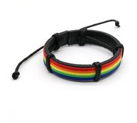 Braccialetti Intrecciati in Pelle Arcobaleno alla Moda per Uomini Donne LGBT Gay Lesbiche Braccialetti Intrecciati Braccialetti Gioielli per Feste con ciondoli Regolabili Convenient Design