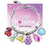 Braccialetti ispirati al merchandising KATSEYE per fan, scudo custode, chiave illimitata, tiara stellare, doppia ciliegia, ancora dei sogni, conchiglia lenitiva con biglietto rosa stile K-pop, per