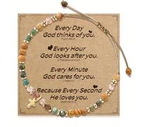 Braccialetti ispiratori da donna, braccialetti in pietre naturali per guarigione - regali per pronta guarigione per le migliori amiche, sorelle, ragazze - "La vita è dura, ma anche tu lo sei" braccial