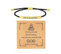 Braccialetti ispiratori da donna - Braccialetto con ciondolo con scritta in lingua inglese "God is In Control", gioiello da polso motivazionale, accessorio religioso, regolabile, per adolescenti