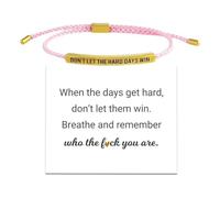 Braccialetti ispiratori da donna, braccialetto in corda regolabile con scritta "Don't Let the Hard Days Win", gioielli incoraggianti per familiari e amici, da indossare tutti i giorni, regalo per