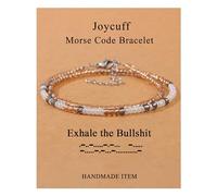 Braccialetti ispiratori Morse Code da donna gioielli divertenti regali di compleanno di Natale per sua madre, zia, figlia, sorella, migliore amica, braccialetti con perline regolabili, plastica, senza