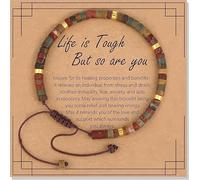 Braccialetti ispiratori per l'ansia dei regali per le donne che curano i braccialetti in pietra naturale-Regali presto per le donne Migliori amici Sorella ragazze-La vita è dura ma anche tu sei