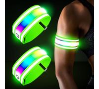 Braccialetti LED ricaricabili, 2 pezzi, ricaricabili tramite USB, riflettenti, per jogging, corsa, sicurezza, unisex, con luce lampeggiante, per corsa notturna, ciclismo, passeggiate con il cane