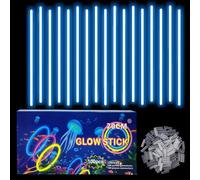 Braccialetti Luminosi Fluorescenti Blu 100 Pezzi, Colorati Bastoni Bulk con 100 Connettori, Glow Sticks Bambini Adulti per Compleanno, Feste, Carnevale, Capodanno, Pasqua, Halloween