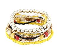 Braccialetti Mm naturali nonna rosa anelli Il braccialetto in regalo morbido è il per amici, sorelle e ragazze Lasciate che il braccialetto testimoniare di placcato accatastabile coppia (giallo, One