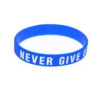 Braccialetti motivazionali in silicone ispiratori non rinunciano mai a lettere colorate con frasi edificanti per braccialetti sportivi unisex ispiratori, Blu, Taglia unica