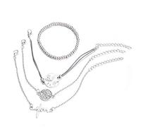 Braccialetti Multistrato a Forma di Cuore con Mappa Amore da 4 Pezzi per Gioielli con Braccialetti con Ciondolo con Perline di Cristallo da Donna Nice Processing