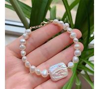 Braccialetti naturali della perla d'acqua dolce per le donne braccialetto irregolare del filo della perla di rettangolo