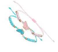 Braccialetti per 2 farfalle, filo regolabile Best Friends braccialetti per ragazze, braccialetto di perline per donne, braccialetto di amicizia abbinato per coppie, amici, Misura unica, poliestere +