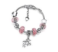 Braccialetti per Bambini con Unicorno,Braccialetto in Cristallo Scintillante Rosa per Ragazze Bracciale per Compleanno Bambina da 6-12 anni