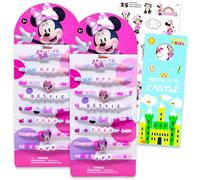 Braccialetti per bomboniere di compleanno per bambini, con 8 braccialetti dell'amicizia elastici per ragazze più adesivi, molto altro ancora, accessori per feste di compleanno con Minnie Mouse