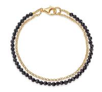 Braccialetti Per Donna Uomo - Bracciale In Cristallo Sfaccettato Nero Naturale Da 3 Mm Bracciale In Oro Bracciale Intrecciato Perline 19 Cm Boho Amicizia Gioielli Per Uomo Donna Gioielli Ragazze-Com
