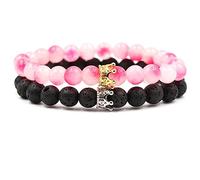 Braccialetti per Gioielli Corona in Pietra Naturale con zirconi per Lui e per lei, Braccialetti dell'amicizia in Vere Pietre Naturali 8 mm, Ottimo Regalo per Le Donne - 19 cm Rubinetti Domestici