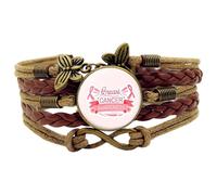 Braccialetti per il cancro al seno - Braccialetto per la sensibilizzazione al cancro al seno, braccialetto in corda intrecciata multistrato | Braccialetti in pelle intrecciata flessibili e morbidi per