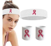 Braccialetti per il sudore, traspiranti, set di fasce per il sudore, per sensibilizzazione contro il cancro, comodi braccialetti da tennis, braccialetti per la sensibilizzazione contro il cancro, per
