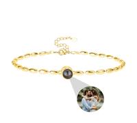 Braccialetti Personalizzati Con Foto All'interno, Bracciale di Proiezione Con Immagine Circolare per Donna Uomo, Regalo per la Festa della Mamma, Compleanni