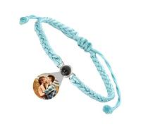 Braccialetti Personalizzati con Immagine all'interno, Braccialetto di Proiezione Fotografica Personalizzato Regolabile Corda Intrecciata I Love You Braccialetto di Proiezione per Uomini Donne