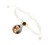 Braccialetti Personalizzati con Immagine all'interno, Braccialetto di Proiezione Fotografica Personalizzato Regolabile Corda Intrecciata I Love You Braccialetto di Proiezione per Uomini Donne