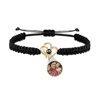 Braccialetti Personalizzati Doppio Cuore Con Foto D'Argento - Proiezione Con Immagine Interna Per Le Donne - Regali Di Compleanno, Gioielli Di Natale Per La Mamma