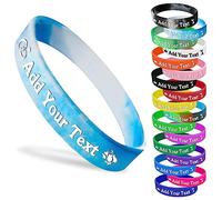 Braccialetti personalizzati in silicone con logo del testo Braccialetti in gomma personalizzati 10 confezione braccialetto in silicone personalizzato per eventi, sport, feste, matrimoni