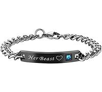 Braccialetti & Romantic Her Beast King His Beauty Queen, coppia di amanti del braccialetto in acciaio al titanio, per te o per gli amici, lavorazione professionale