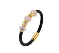Braccialetti ruvidi cristallini Ametisti naturali bracciale per tallone in pietra per donne a corda in pelle nera Catena di corda in pelle inossidabile Accessori per i gioielli da uomo Regolabili