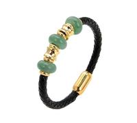 Braccialetti ruvidi cristallini Ametisti naturali bracciale per tallone in pietra per donne a corda in pelle nera Catena di corda in pelle inossidabile Accessori per i gioielli da uomo Regolabili
