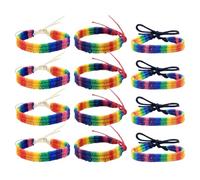 Braccialetto 12 pezzi Bracciale di Corda Braccialetto Rosso Regolabile per Donne Uomo Bambini Regalo,Braccialetti dell'amicizia intrecciati, in tessuto arcobaleno, fatti a mano, regolabili, LGBT