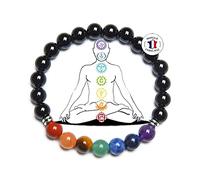 Braccialetto 7 chakra con pietre naturali, e-book integrato, fatto a mano, gioielli per donna e uomo, bracciale in pietra naturale, pietre da 8 mm, tutte le pietre nei nostri braccialetti sono naturali, 21 cm, Pietra