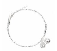 Braccialetto a campana in argento con campana a forma di campana con ciondolo a catena con perline, braccialetto a campana in argento rotto irregolare da donna, per feste regolabili, gioielli affascin