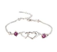 Braccialetto a catena a mano, elegante braccialetto da ragazza | segnale di felicità doppio cuore bracciale placcato argento per donne Bond eterno eterno Hauery Wedding sposa BRIDESMAID FLANGE GRANDMA