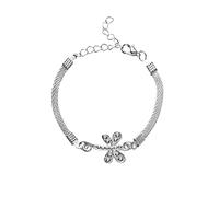 Braccialetto a catena color argento, con 8 forme geometriche, con ciondoli per donne e ragazze, regolabile, per donne, orecchini per ospiti di nozze (H, taglia unica)