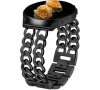 Braccialetto a Catena Metallo Regolabile Compatibile con Samsung Galaxy Watch Band 7/FE/6/5/4/3 & Watch 5 Pro & 6/4 Classic & Gear S3/S2, 20mm & 22mm - Nero
