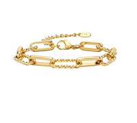 Braccialetto a catena placcato oro 18 carati, gioielli alla moda da donna, design classico, da indossare tutti i giorni, lunghezza 16-21 cm, larghezza 7,5 mm