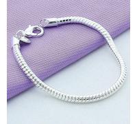 Braccialetto a catena serpente placcato argento da 3 mm, gioielli da matrimonio e fidanzamento da donna 18 cm,19 cm,20 cm,16 cm,17 centimetri,21 cm,22 cm,23 cmLega di rame