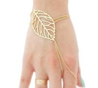 Braccialetto a forma di foglia d'oro, per schiavi, stile e moda, con perle scorrevoli, Taglia unica, Lega di acciaio, Nessuna pietra preziosa