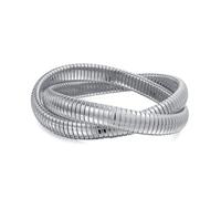 Braccialetto A Maglia Larga Intrecciata Omega Snake Cobra Set Di Braccialetti Flessibili Incrociati Elastici Per Donne In Acciaio Inossidabile Placcato Argento Adatto Per Polsi Da 8 A 8,5 Pollici