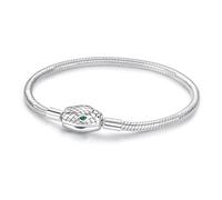 Braccialetto a maglie a catena a serpentina, braccialetto in argento sterling 925 per donna, compatibile con la maggior parte delle perline con ciondoli (19CM)