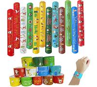 Braccialetto a scatto natalizio, 24/36/48 pezzi, Slap Bracelets, set di braccialetti a scatto per bambini, set di braccialetti a scatto per feste di Natale, per bambini, feste, borse, 22 cm, plastica