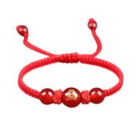 Braccialetto a serpente cinese con cordino rosso, regolabile, gioiello portafortuna intrecciato in corda, adatto per donne e uomini, regalo, 10mm, Agata rossa, corda intrecciata
