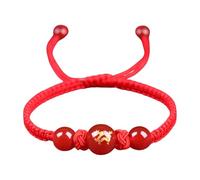 Braccialetto a serpente cinese con cordino rosso, regolabile, gioiello portafortuna intrecciato in corda, adatto per donne e uomini, regalo, 10mm, Agata rossa, corda intrecciata