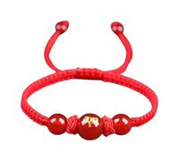 Braccialetto a serpente cinese con cordino rosso, regolabile, gioiello portafortuna intrecciato in corda, adatto per donne e uomini, regalo, 10mm, Agata rossa, corda intrecciata