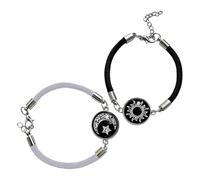 Braccialetto a treccia, 19 cm, stile impilabile, flessibile, con sole e luna, con semplicità adattabile, ciondolo da polso per uomini, ragazze, giovani, adolescenti, riunioni di compleanno