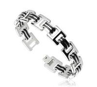 Braccialetto Acciaio Inossidabile Con Doppio Fili Caucciù