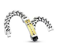 Braccialetto Acciaio Inossidabile Croce Medievale Dorato