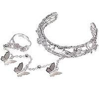 Braccialetto ad Anello a Catena per Imbracatura a Mano per Donna, Bracciale a Catena a Farfalla con Anelli, Bracciale a Catena con Nappe e Anello a Dito per Imbracatura a Mano per Gioielli da Ragazza