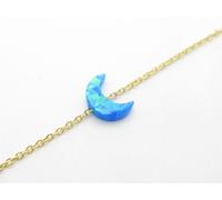 Braccialetto Alla Caviglia A Mezzaluna In Oro 18K Argento Sterling Con Opale Blu
